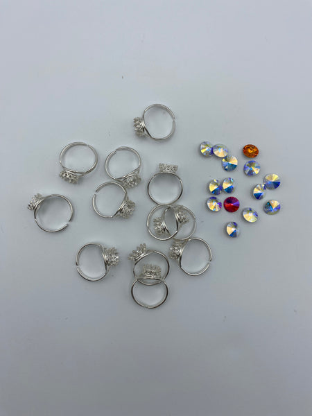 Adjustable Ring Bases with Crystal Cabochons
