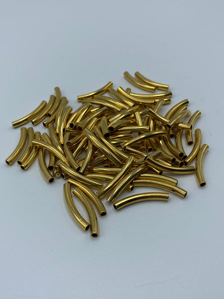 Curved Gold Tube Beads