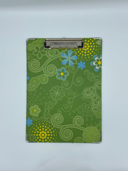 Green Floral Clip Board